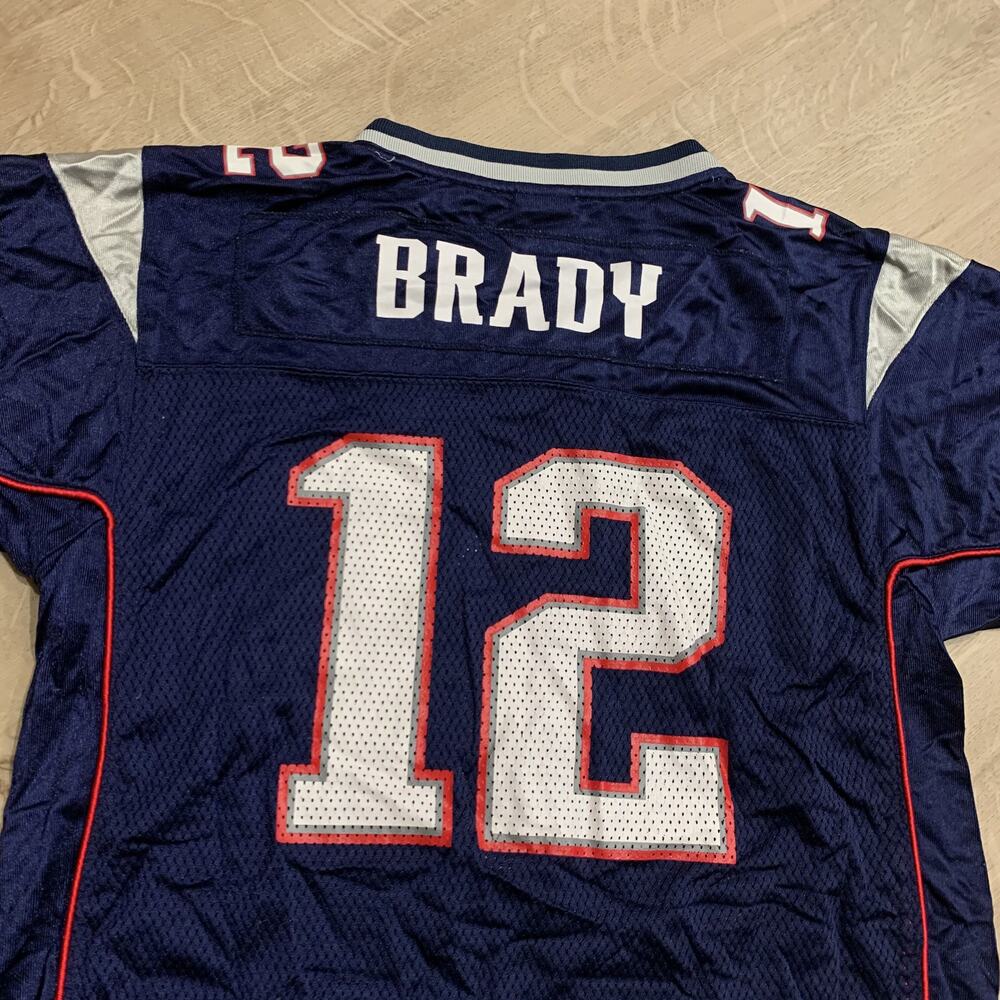 Reebok NFL New England Patriots Tom Brady # 12 Jersey Youth Boys XL (18-20) Navy - Picture 4 of 7
